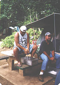 photo: grating coconuts